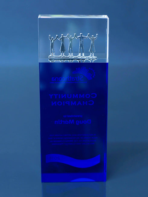 Community Award blue crystal backside view