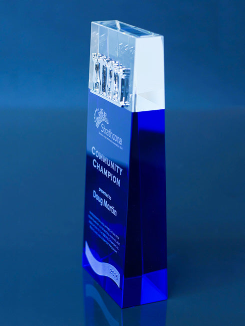 Community Award crystal plaque side view