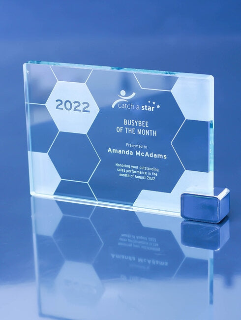 desktop glass recognition award for employee of the month