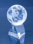 Engraved crystal globe from side view