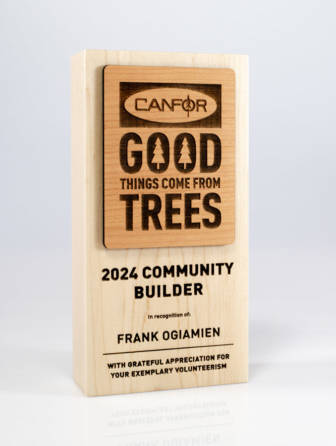 Good Wood Award with Custom Shape Wood Accent