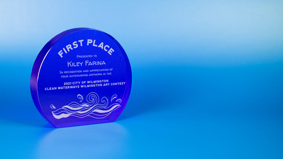 Recycled Glass Award - Cobalt Crescent