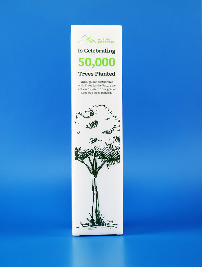 Solid white crystal pillar recognition award
