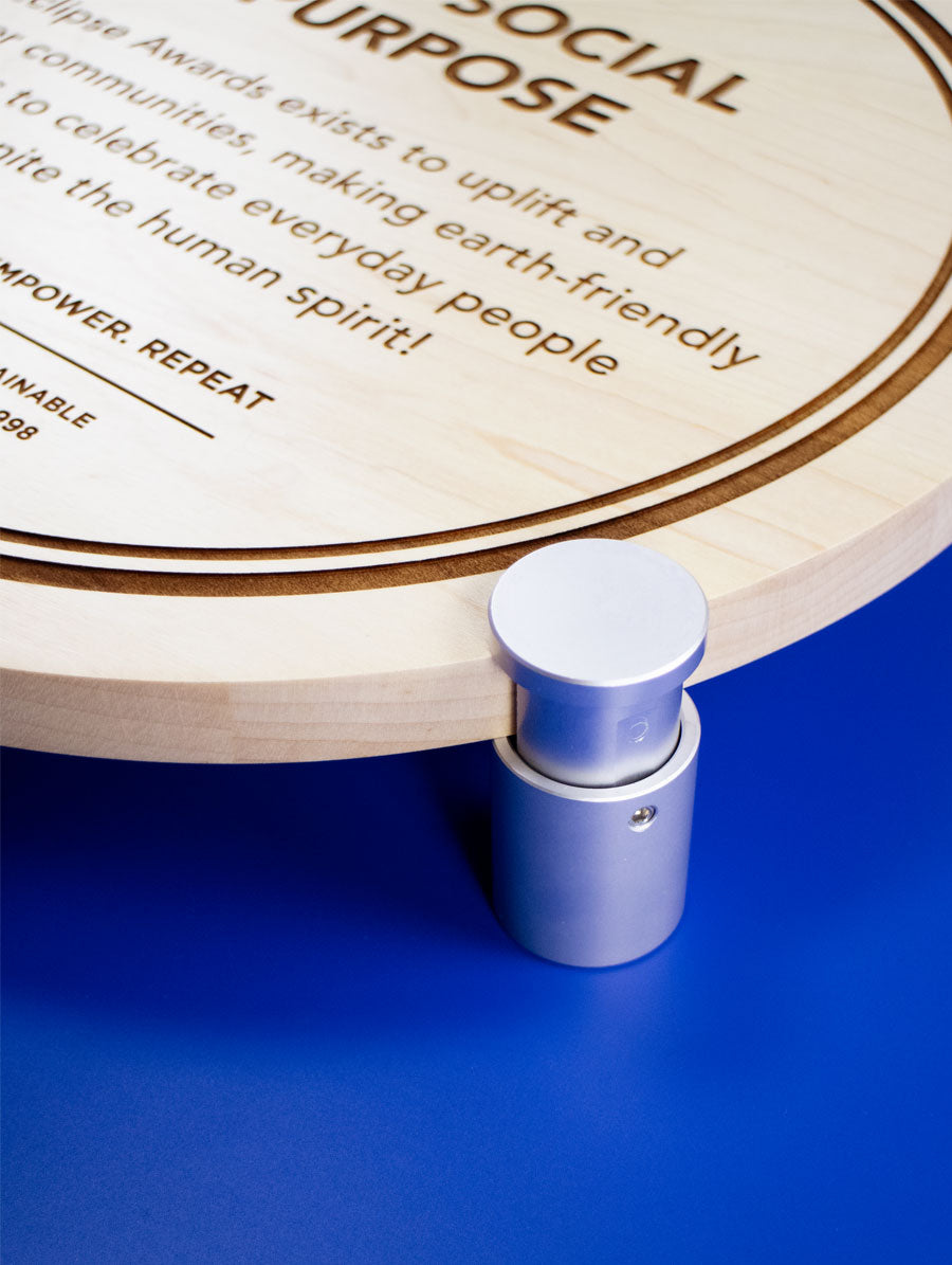 Halo Wooden Wall Plaque with Aluminum Standoff Hardware