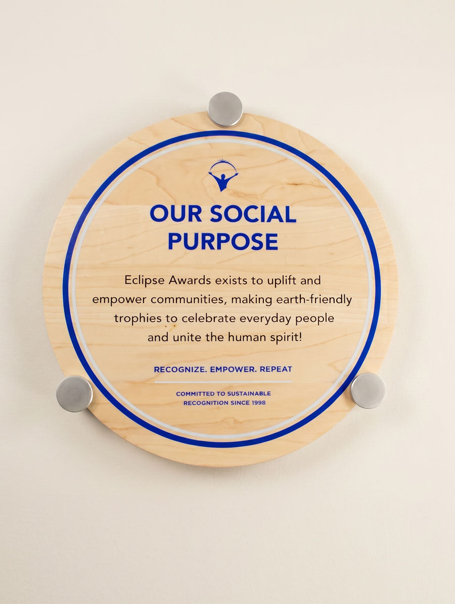 Halo Wooden Wall Plaque with Aluminum Standoff Hardware