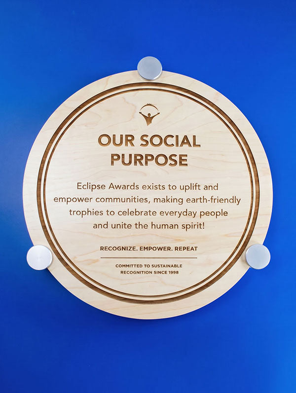 Halo Wooden Wall Plaque with Aluminum Standoff Hardware