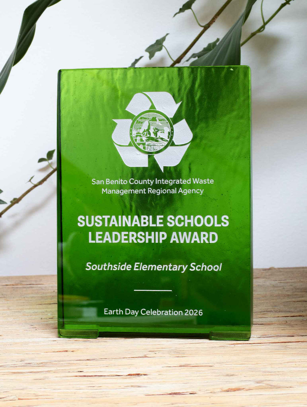 Recycled Glass Award - Emerald Rectangle