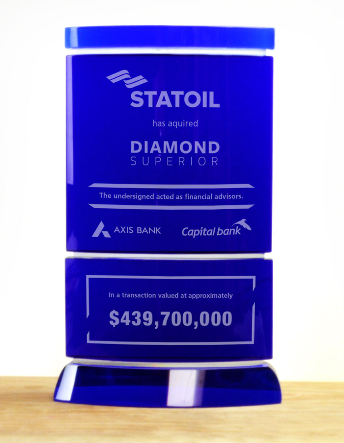 Crystal Reflection Financial Tombstone