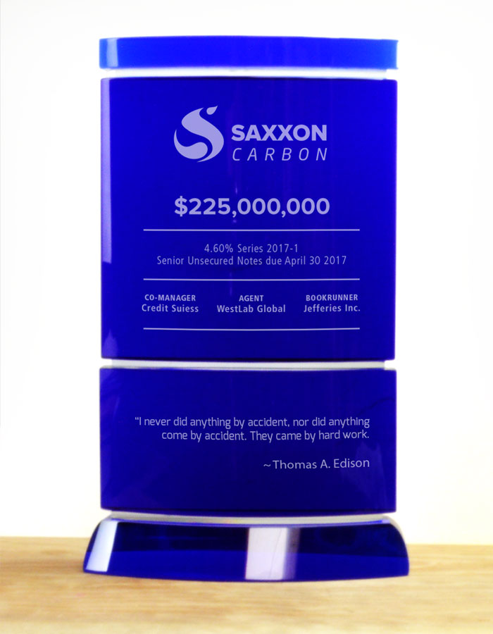 Crystal Reflection Financial Tombstone